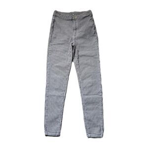 Free People High Rise Skinny Jeggings Gray White Stripe Stretch Lightweight 25